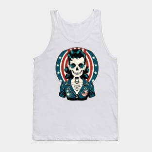 Fun Patriotic Rockabilly Skeleton Tank Top